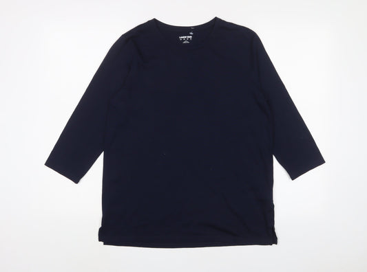 Lands' End Womens Blue Cotton Basic T-Shirt Size S Crew Neck