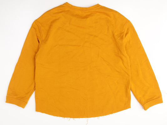 Zara Women's Orange Pullover Sweatshirt Size L