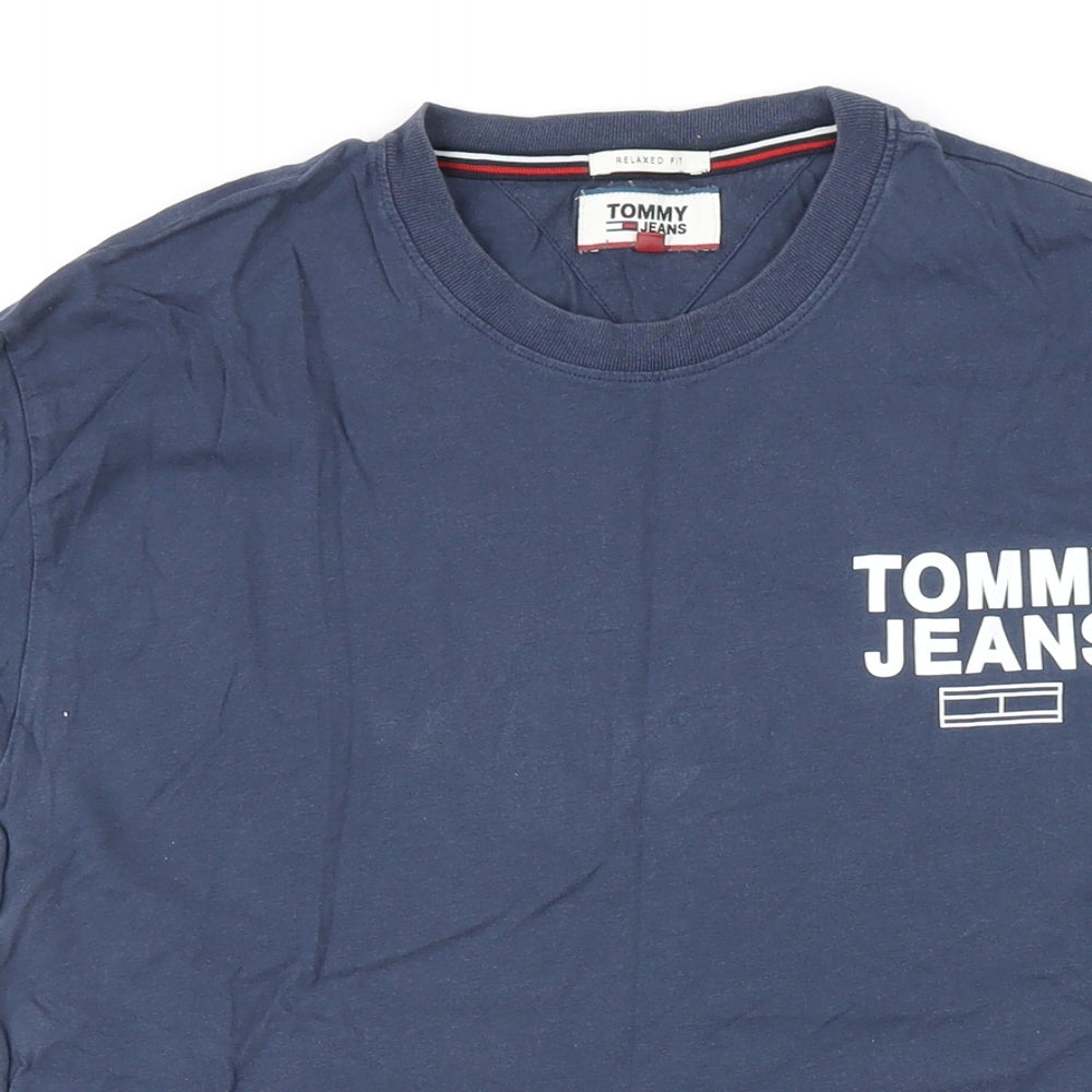 Tommy Jeans Womens Blue 100% Cotton Basic T-Shirt Size M Round Neck