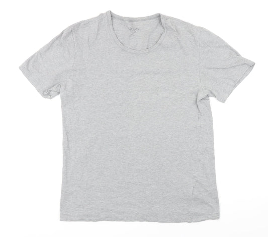BOSS Mens Grey Cotton Blend T-Shirt Size M Round Neck