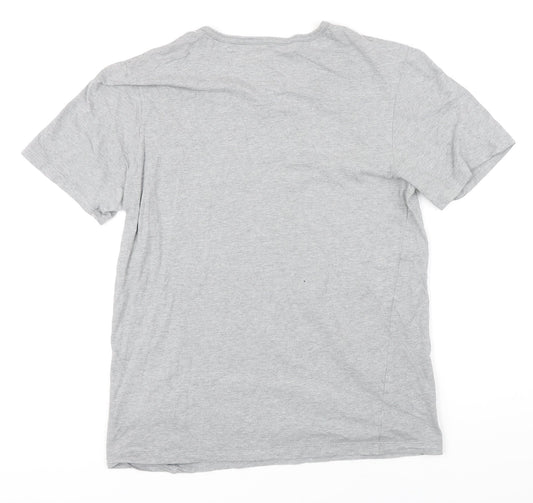 Boss Mens Grey Cotton Blend T-Shirt Size M Round Neck