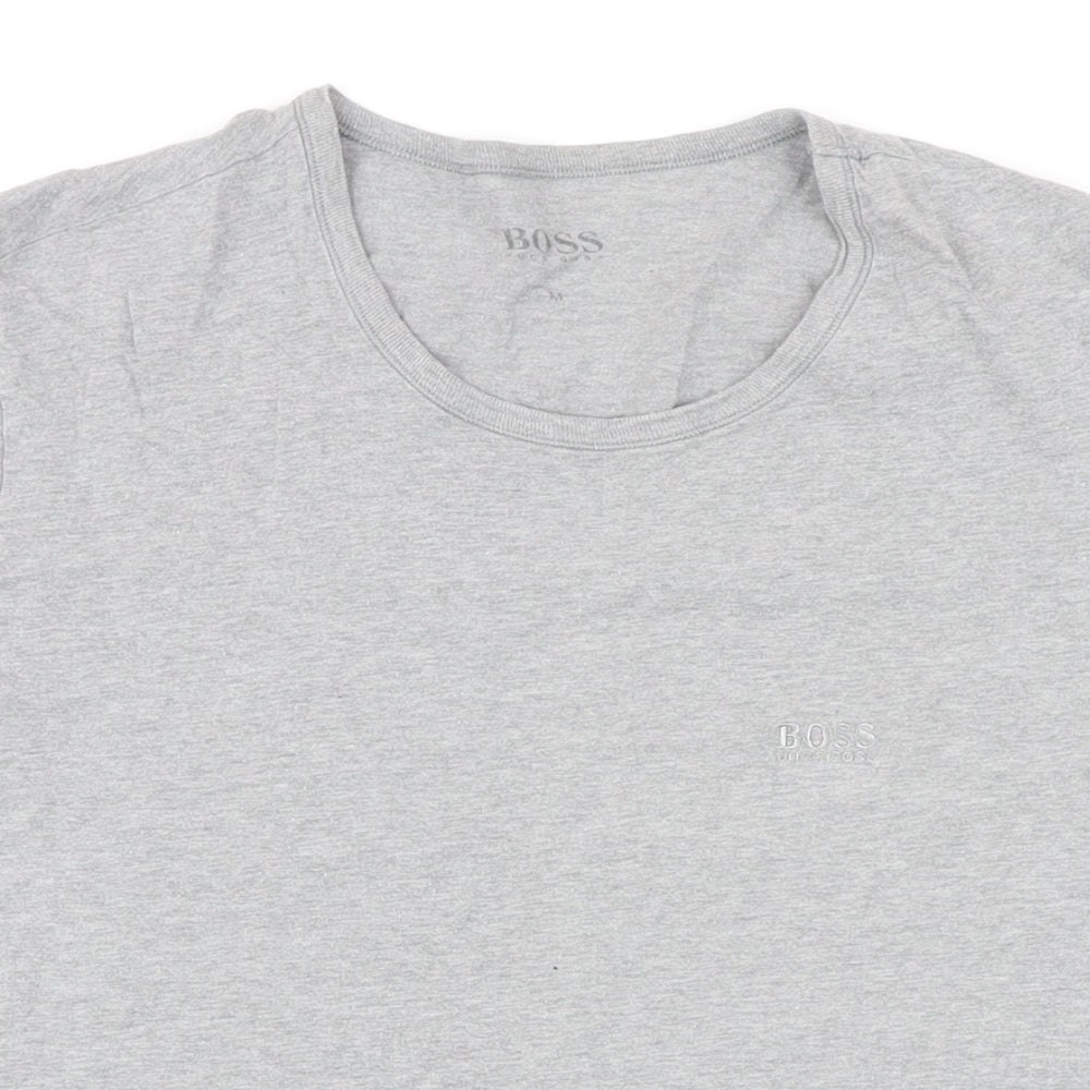 Boss Mens Grey Cotton Blend T-Shirt Size M Round Neck