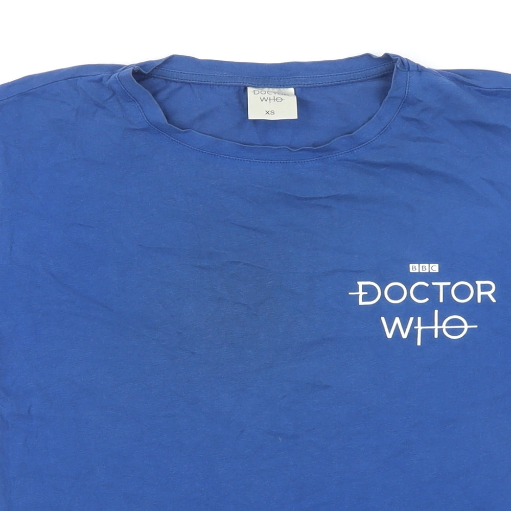 Doctor Who Womens Blue 100% Cotton Basic T-Shirt Size XS Round Neck