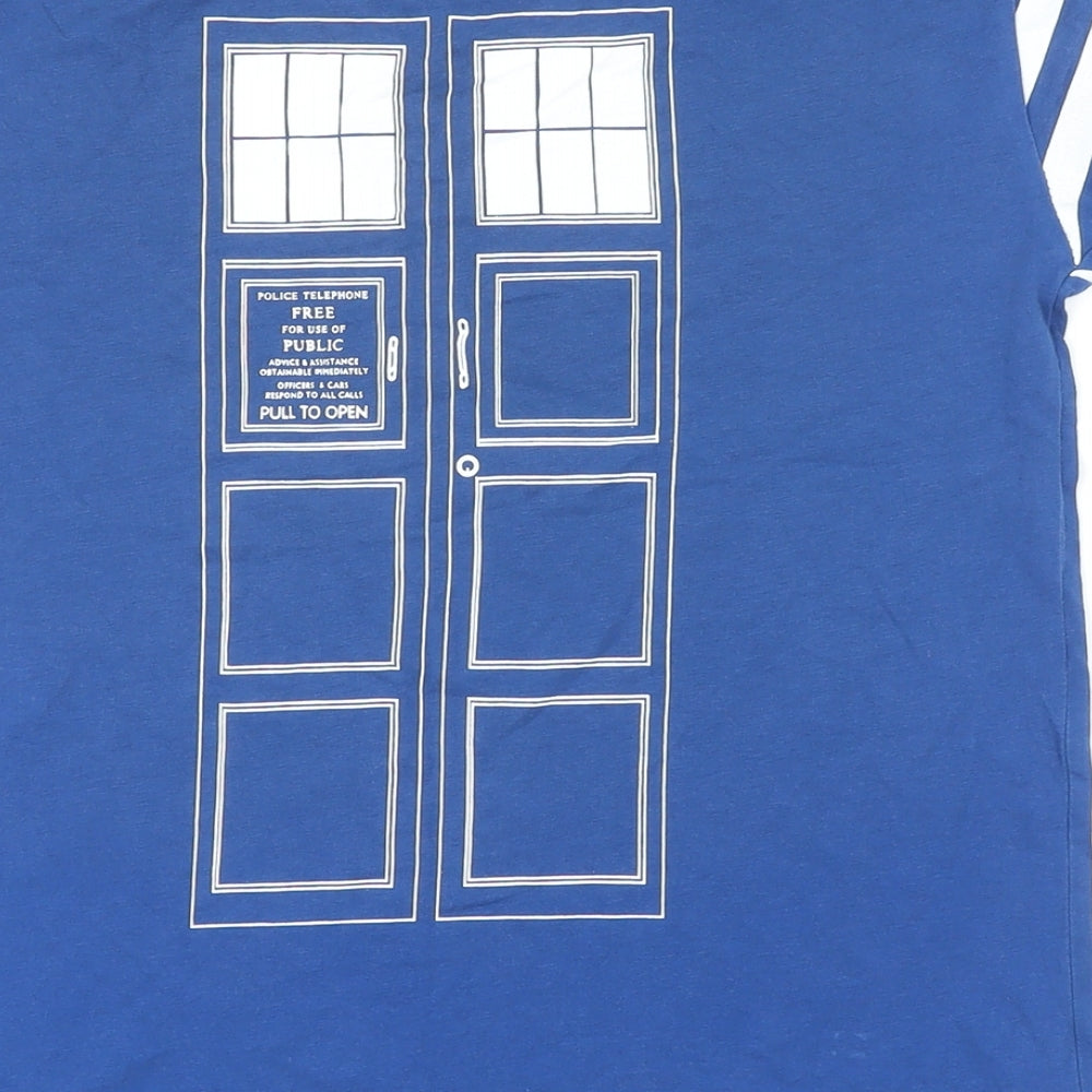 Doctor Who Womens Blue 100% Cotton Basic T-Shirt Size XS Round Neck