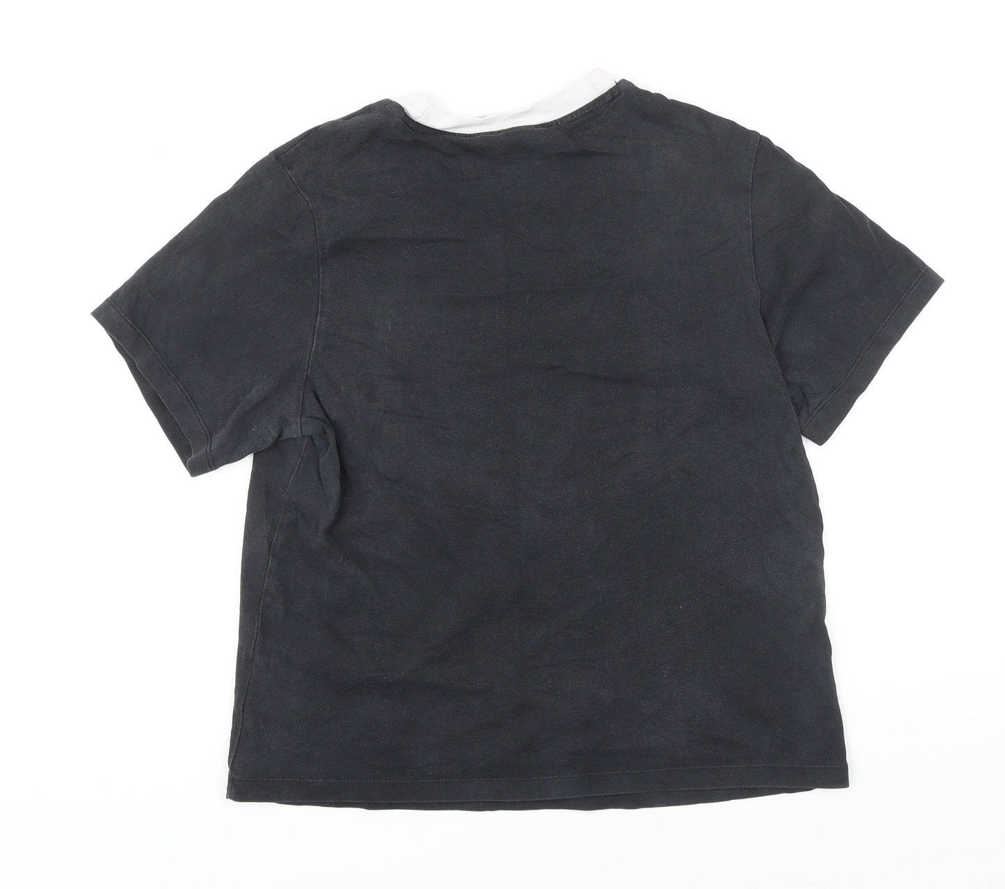 Addidas Womens Black 100% Cotton Basic T-Shirt Size 10 Round Neck
