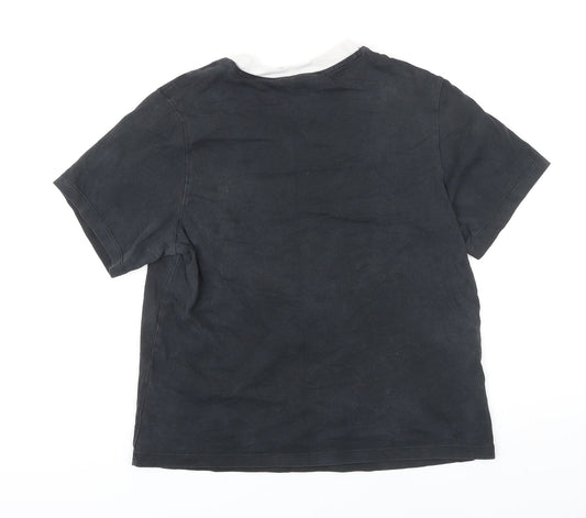 Back view of Addidas women’s black 100% cotton basic t-shirt, size UK 10, round neck