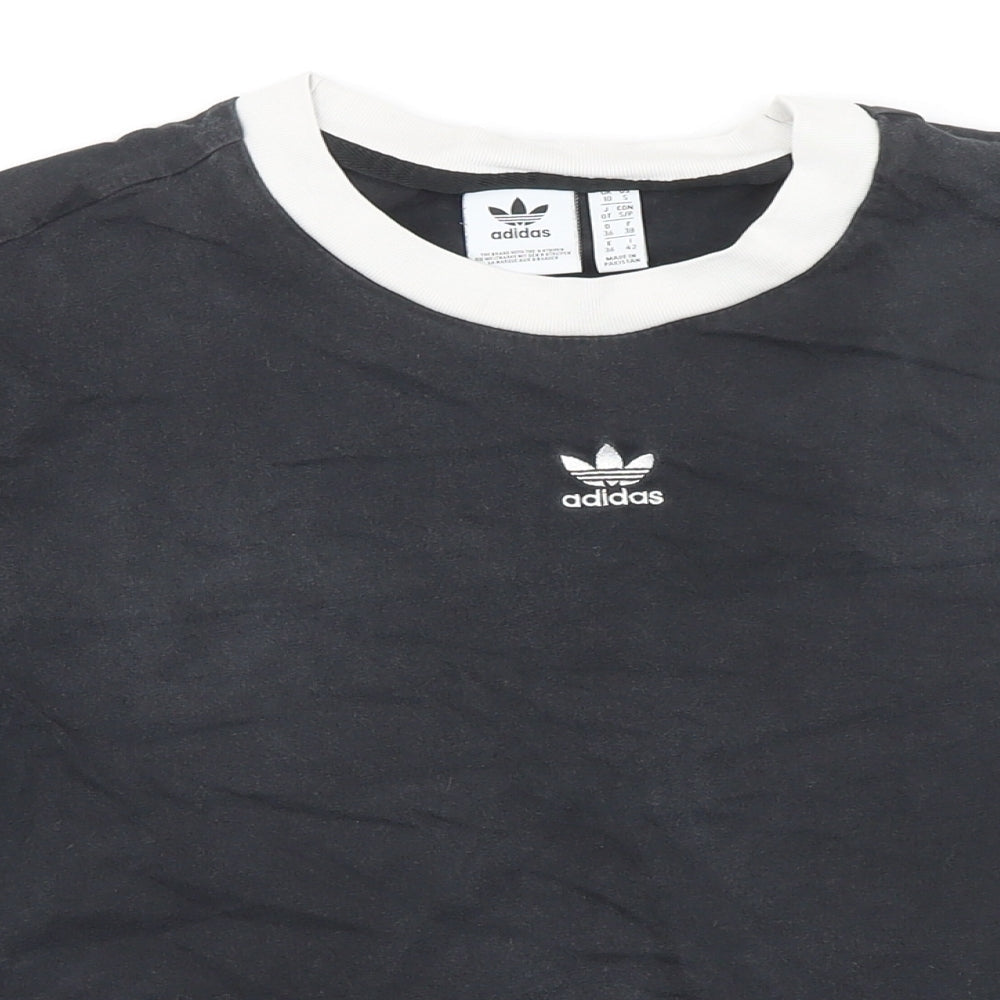 Addidas Womens Black 100% Cotton Basic T-Shirt Size 10 Round Neck