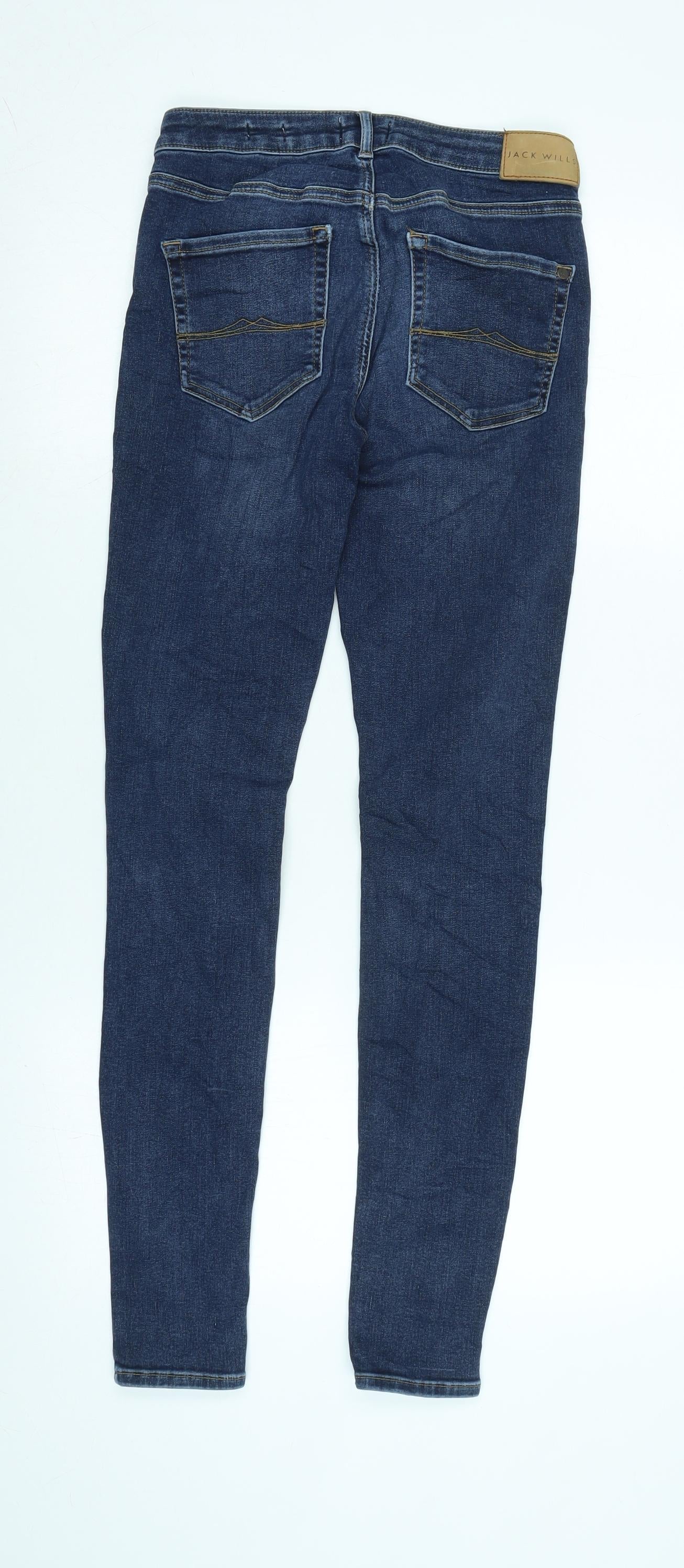 Jack Wills Womens Blue Cotton Blend Skinny Jeans Size 27 in L30 in Regular Zip