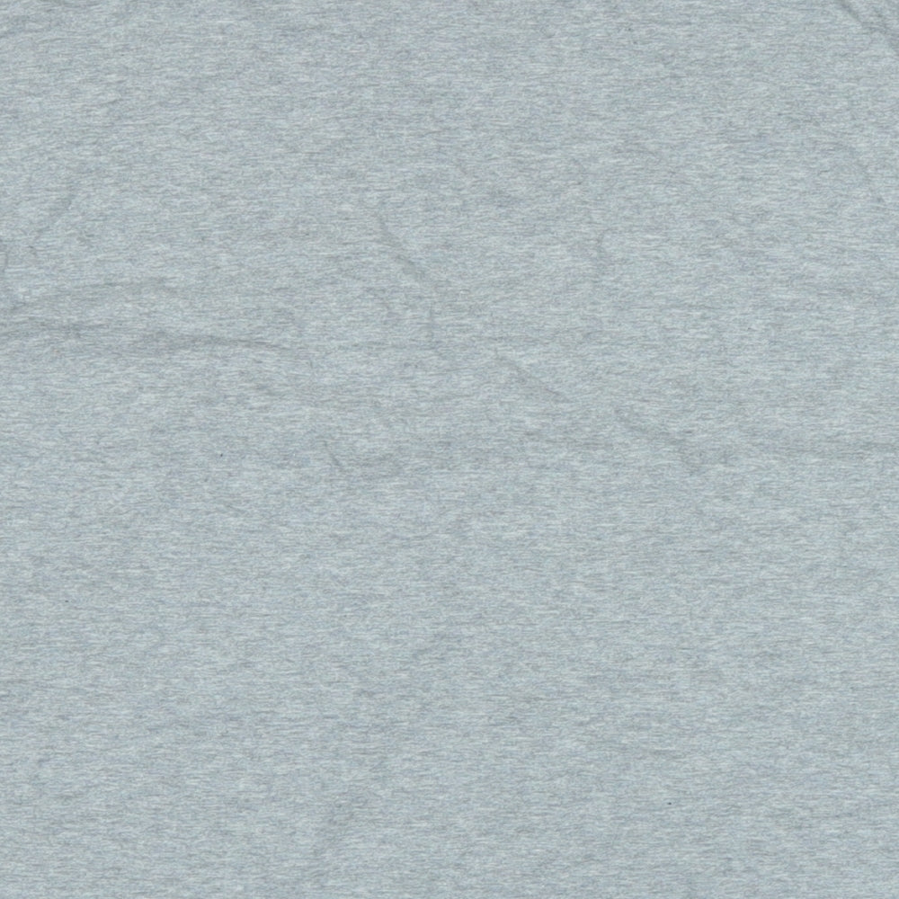 Brand and care label for ASOS women’s grey cotton basic t-shirt, size XL, crew neck