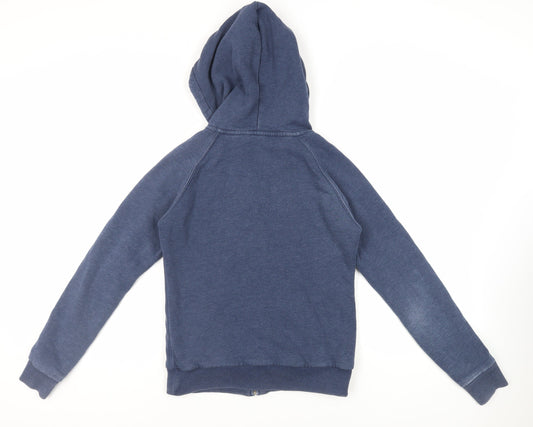 Jack Wills Womens Blue Cotton Full Zip Hoodie Size 10 Zip - Logo Pockets
