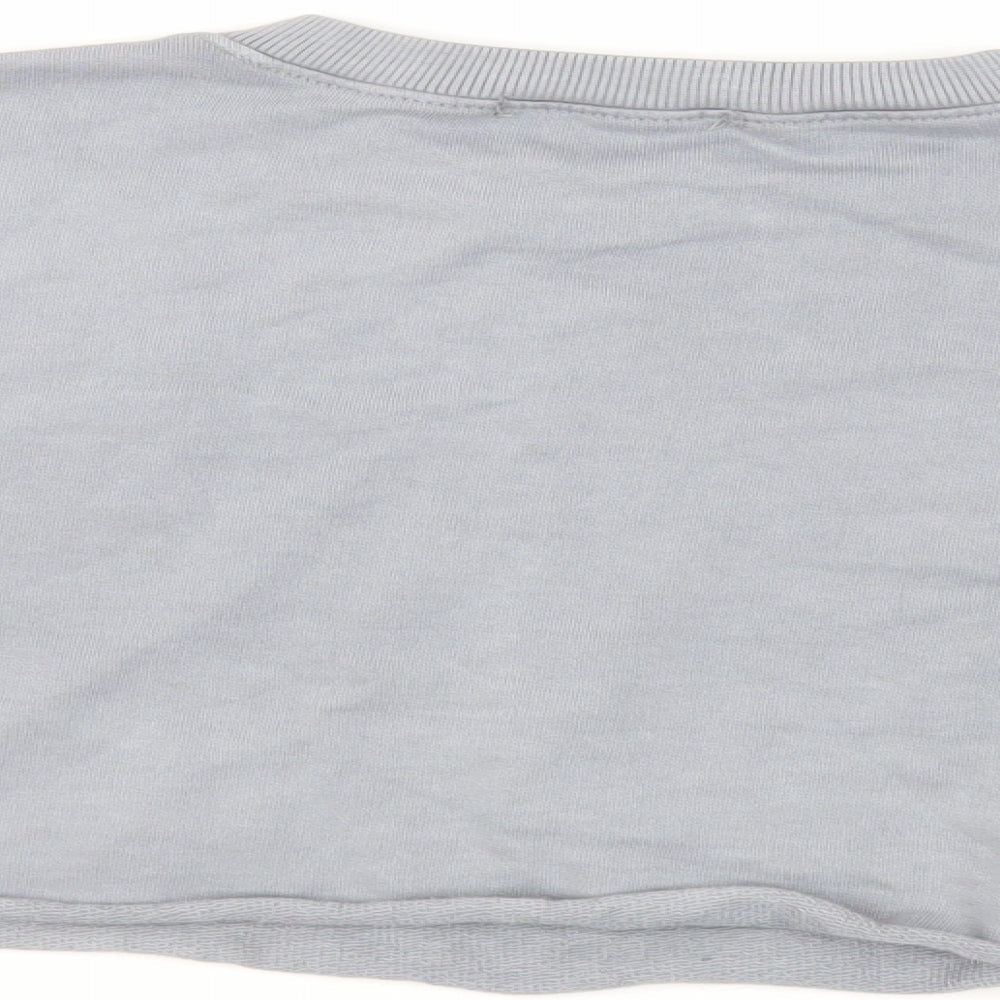 Brand and care label for Missguided women’s grey cotton pullover sweatshirt, size UK 10, zip - cropped