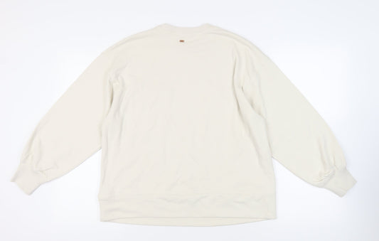 Marks and Spencer Womens Ivory Cotton Pullover Sweatshirt Size M Pullover - Pocket Detail