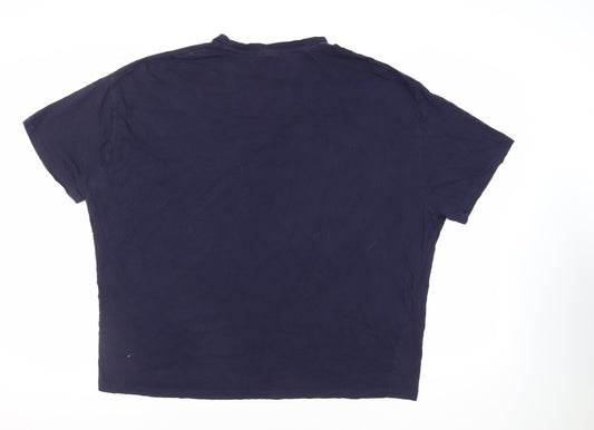 ASOS Mens Blue Cotton T-Shirt Size 2XL Crew Neck