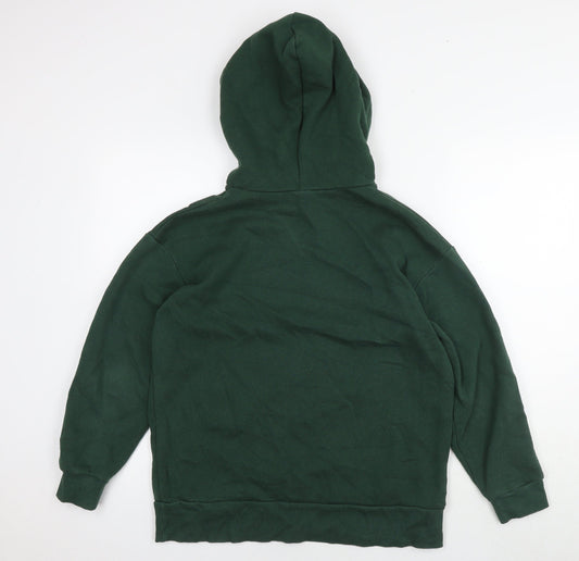 Zara Womens Green Cotton Pullover Hoodie Size S Pullover - Embraided face shapes