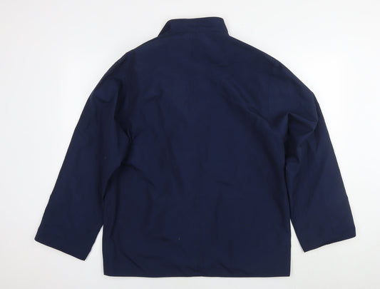 BHS Womens Blue Bomber Jacket Coat Size 12 Button - Reversible