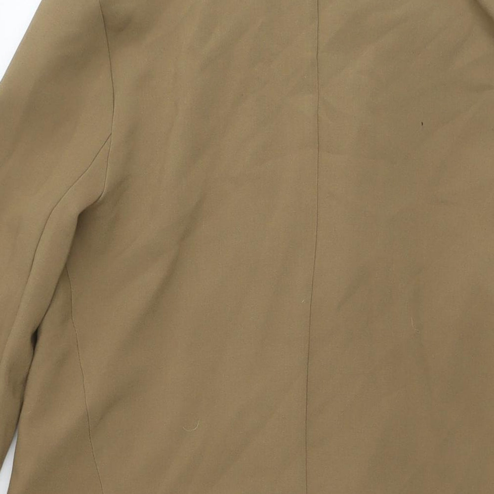 Brand and care label for ASOS women’s brown overcoat coat, size UK 12, button