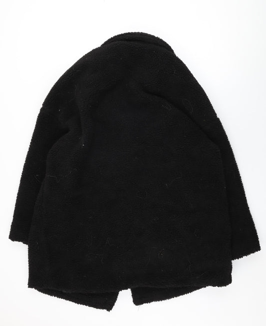 PRETTYLITTLETHING Womens Black Overcoat Coat Size 14 Button