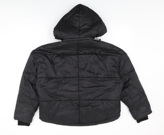 Boohoo Womens Black Puffer Jacket Coat Size 10 Zip