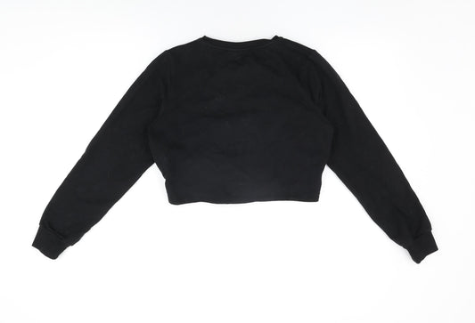 ASOS Womens Black Cotton Pullover Sweatshirt Size 10 Pullover - Cropped