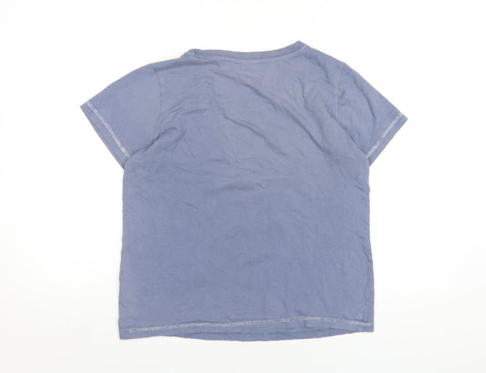 Disney Womens Blue Cotton Basic T-Shirt Size 8 Round Neck - Minnie Mouse Christmas