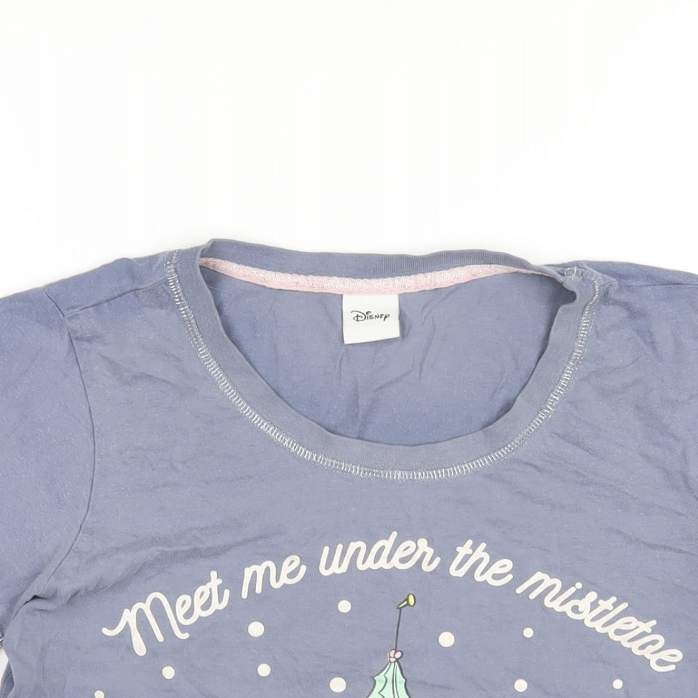 Disney Womens Blue Cotton Basic T-Shirt Size 8 Round Neck - Minnie Mouse Christmas