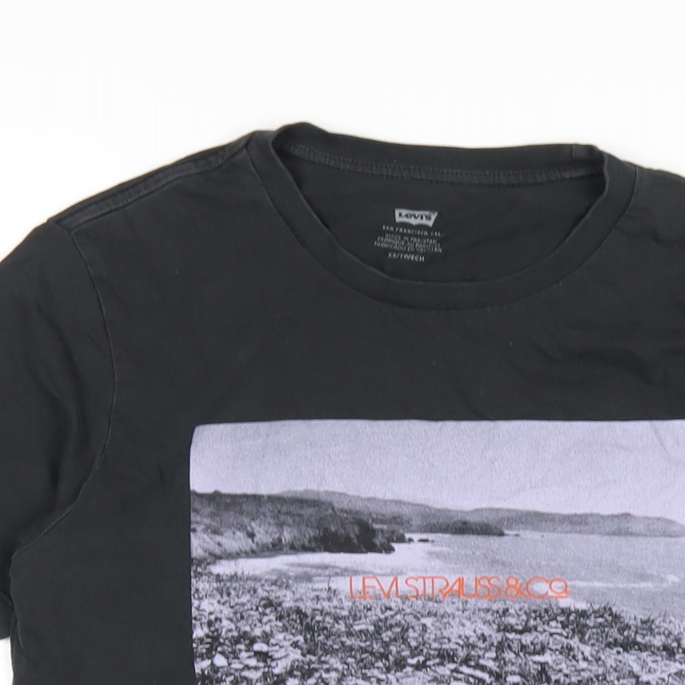 Levi's Womens Black Cotton Basic T-Shirt Size XS Round Neck