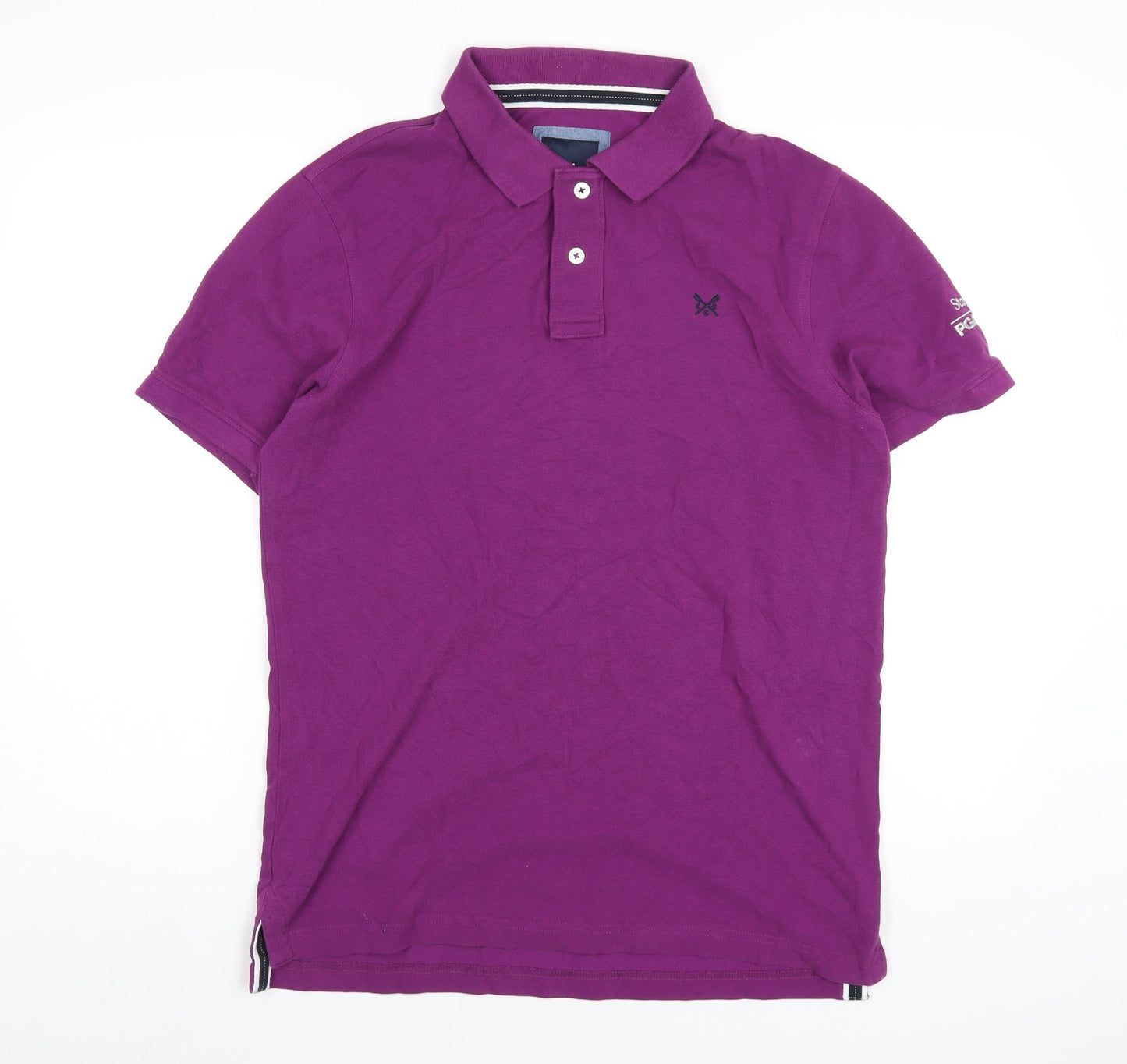 Crew Clothing Mens Purple Cotton Polo Size M Collared Button