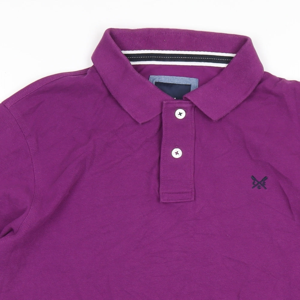 Crew Clothing Mens Purple Cotton Polo Size M Collared Button