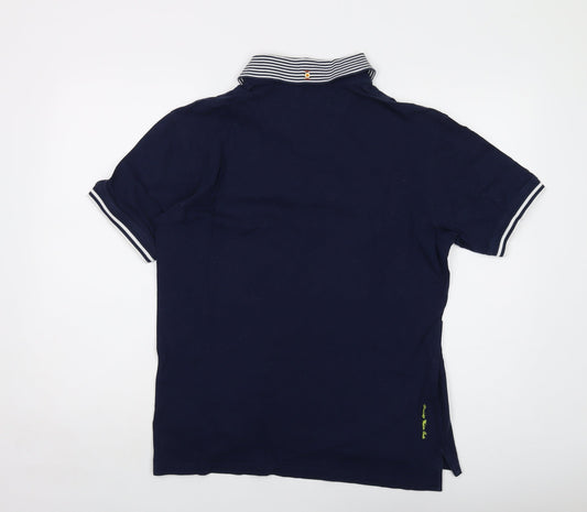 Robert Graham Mens Blue Cotton Polo Size L Collared Button