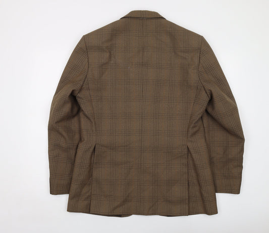 Hodges Mens Green Plaid Polyester Jacket Suit Jacket Size 42 Regular