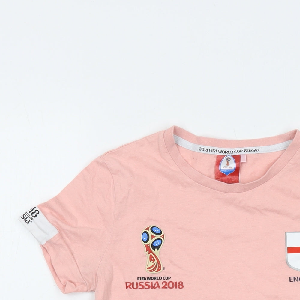 England Womens Pink Cotton Basic T-Shirt Size 8 Crew Neck
