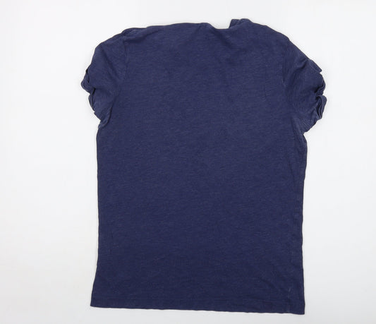 Hollister Womens Blue Cotton Basic T-Shirt Size S Crew Neck