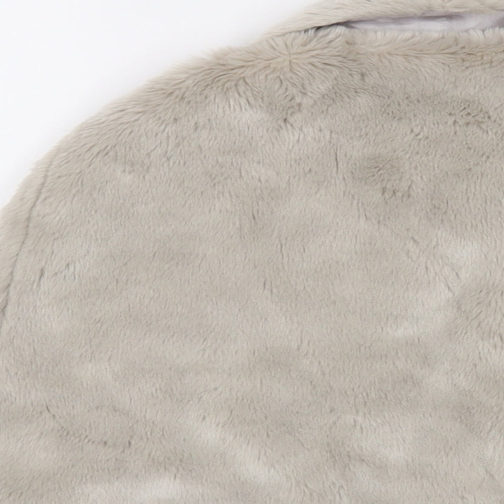 Brand and care label for The Little White Company girls’ grey jacket, size 7-8, years button