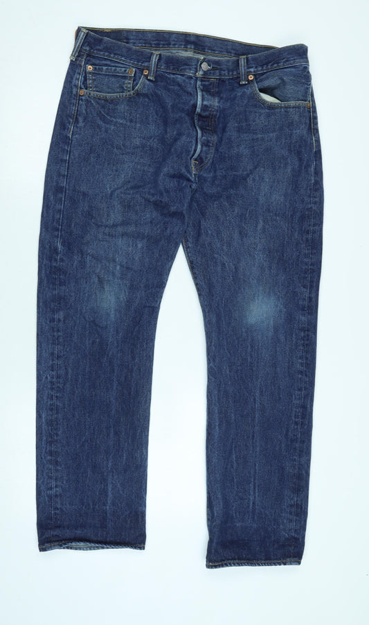 Levi's 501 Mens Blue Cotton Straight Jeans Size 36 in L30 in Regular Button - Levis 501