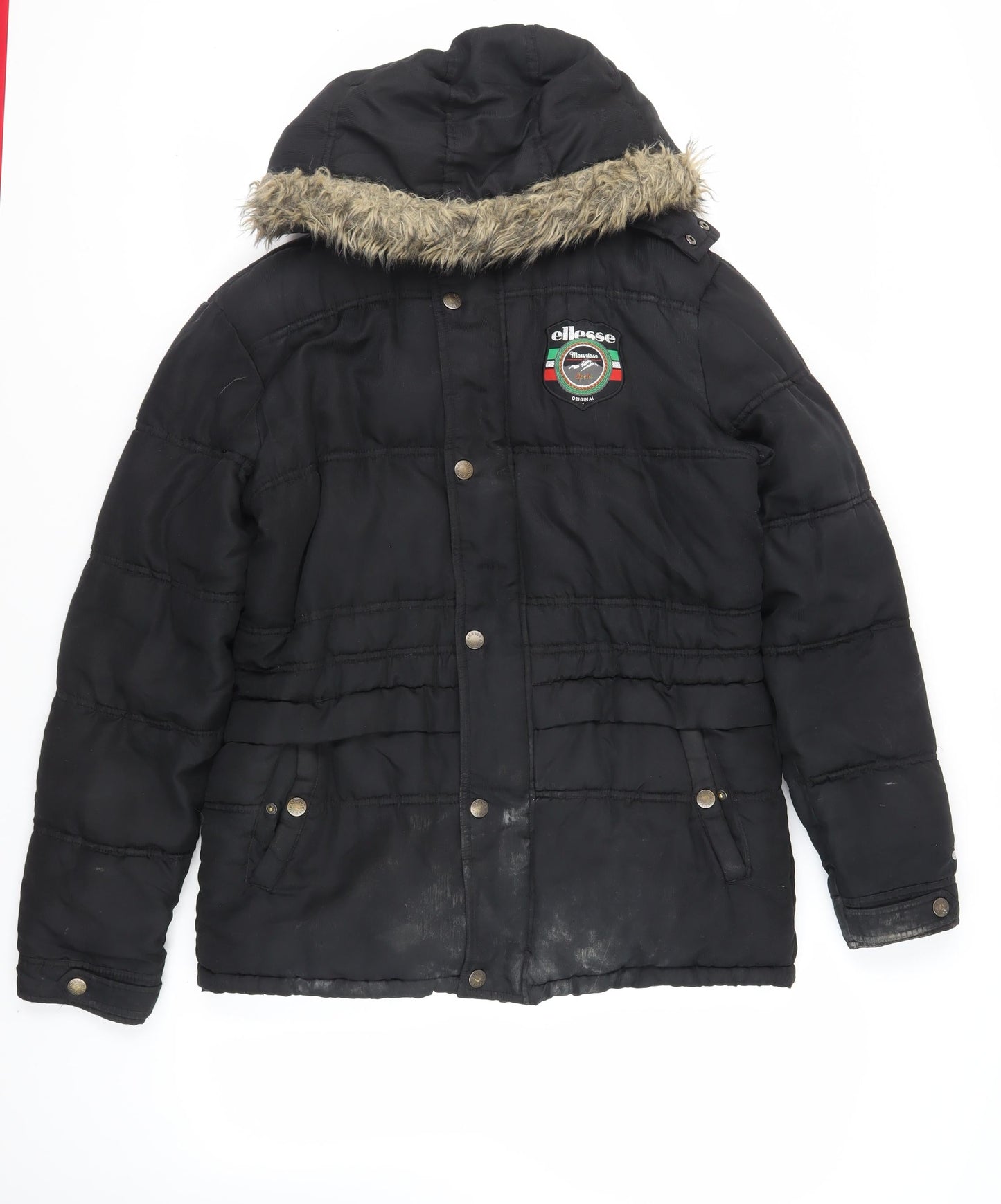 ellesse Womens Black Puffer Jacket Jacket Size M Zip - Logo Hooded