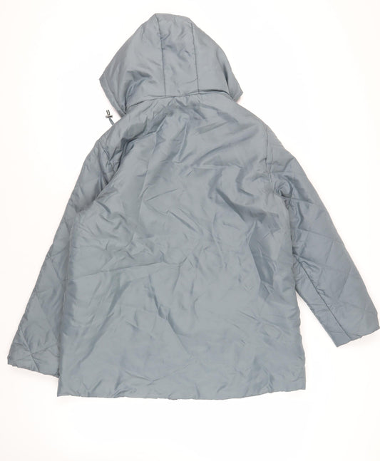 Anne De Lancay Womens Green Quilted Jacket Size M Zip - Hooded