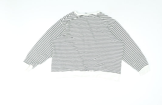 Marks and Spencer Womens White Striped Cotton Pullover Sweatshirt Size L Pullover