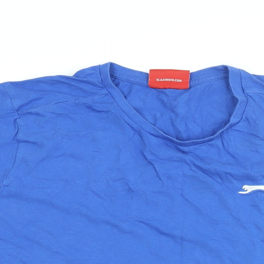 Slazenger Mens Blue Cotton T-Shirt Size L Round Neck