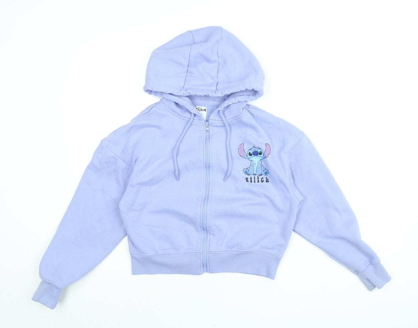 Disney Womens Blue Cotton Full Zip Hoodie Size XS Zip - Stitch