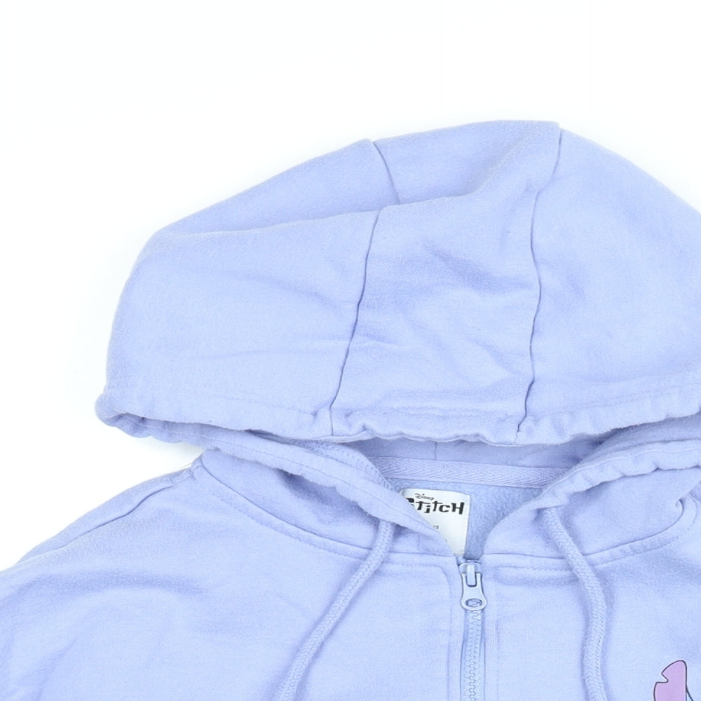 Disney Womens Blue Cotton Full Zip Hoodie Size XS Zip - Stitch