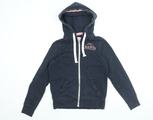 Womens UK 6 Regular Jack Wills Blue Full Zip Hoodie