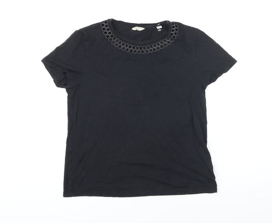 Jack Wills Womens Black Cotton Tunic T-Shirt Size 10 Boat Neck