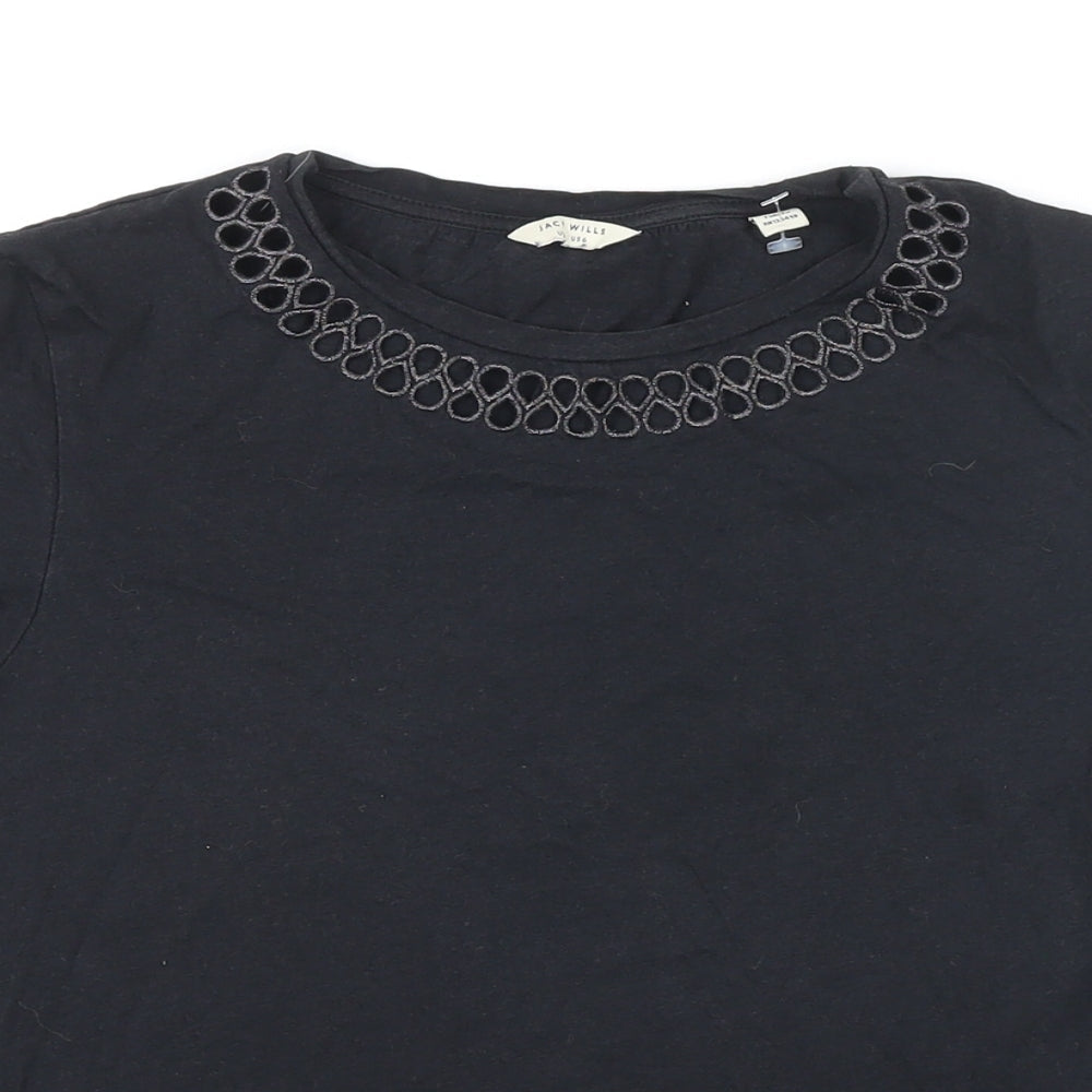 Jack Wills Womens Black Cotton Tunic T-Shirt Size 10 Boat Neck