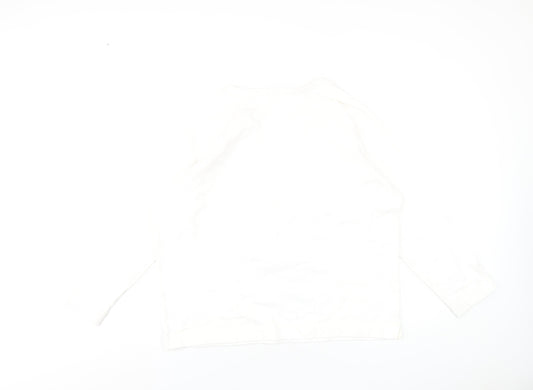 Disney Womens White Cotton Pullover Sweatshirt Size 16 Pullover - Mickey and Minnie Mouse Christmas