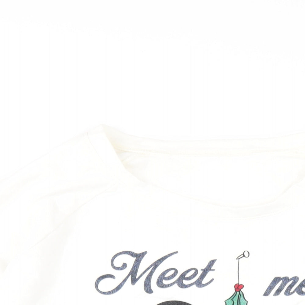 Disney Womens White Cotton Pullover Sweatshirt Size 16 Pullover - Mickey and Minnie Mouse Christmas