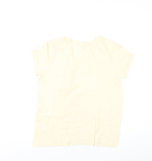 Brave Soul Womens Yellow Cotton Basic T-Shirt Size M Round Neck