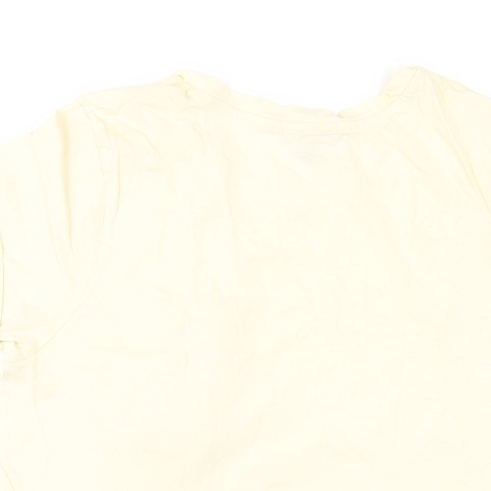 Brave Soul Womens Yellow Cotton Basic T-Shirt Size M Round Neck