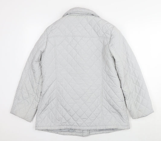 Marks and Spencer Womens Grey Quilted Jacket Size 12 Zip