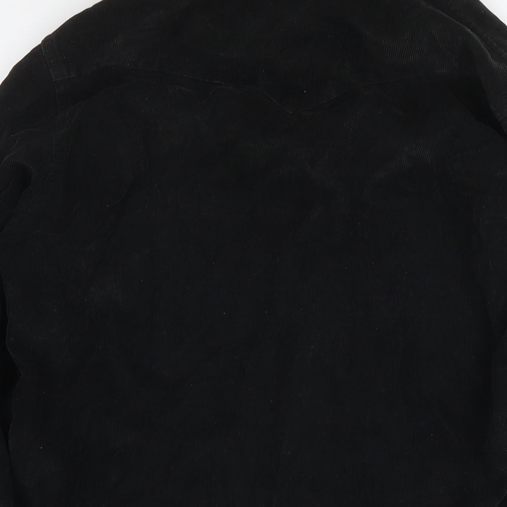 POP Mens Black Cotton Button-Up Size S Collared Snap