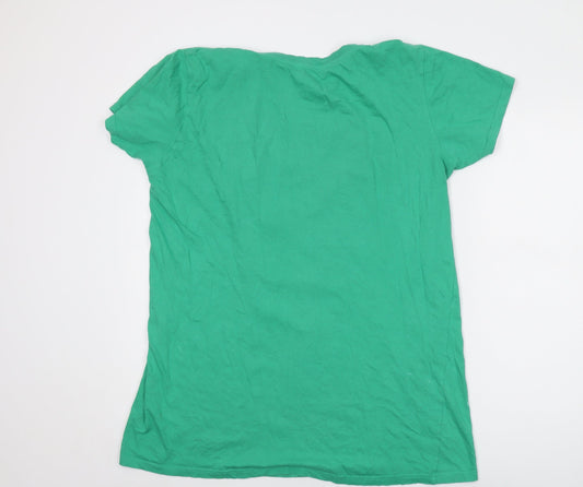 Disney Womens Green Cotton Basic T-Shirt Size 10 Crew Neck